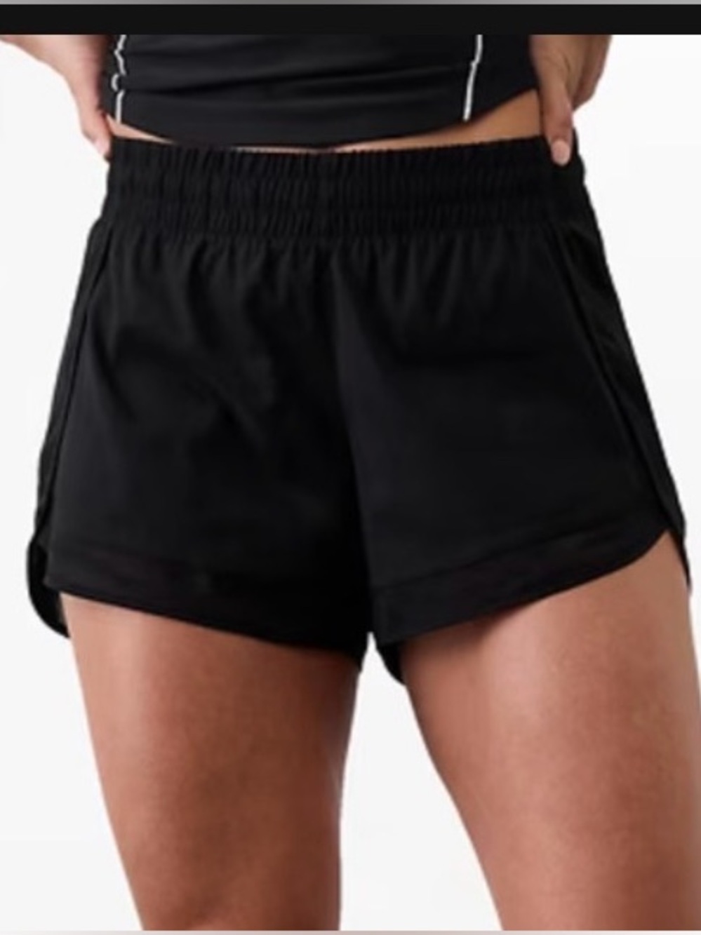 NWT ATHLETA BLACK MESH RACER RUN MID RISE 4 SHORTS 291749 SZ XL